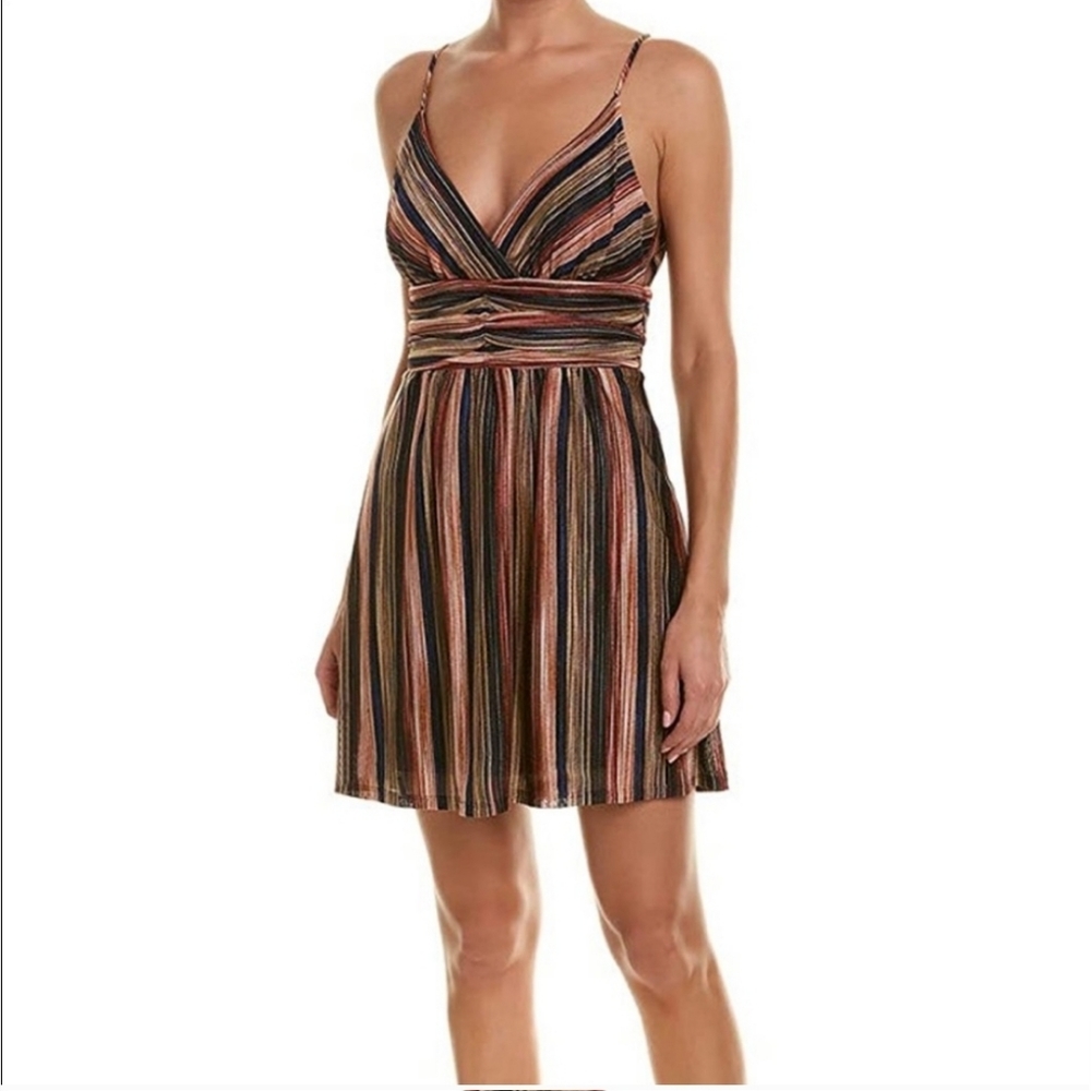 NWT BCBG Mutli-Color Striped V-Neck Dress